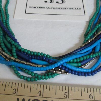 Multi Strand Modern Bead Necklace and Faux Pearl Necklace