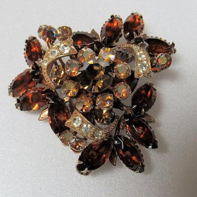 Nice Vintage Louis Segal of Cal Earrings and Pretty Rhinestone Pin