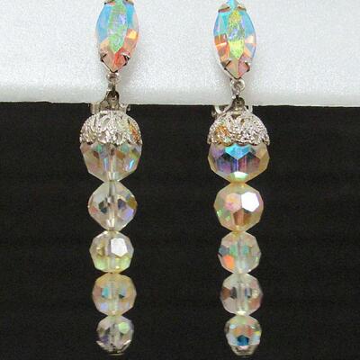 Nice Vintage Louis Segal of Cal Earrings and Pretty Rhinestone Pin