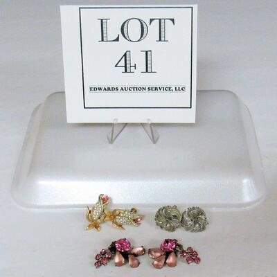 Vintage Lisner Silvertone Earrings, and Rhinestone Earrings Lot