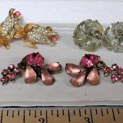 Vintage Lisner Silvertone Earrings, and Rhinestone Earrings Lot
