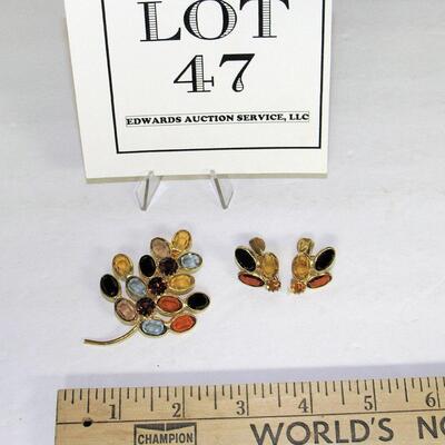 Vintage Rhinestone Pin and Earrings Set