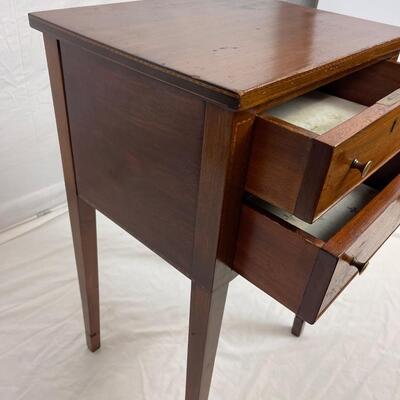 101 Antique Potthast Bros. Mahogany Two Drawer Stand w/ Inlay