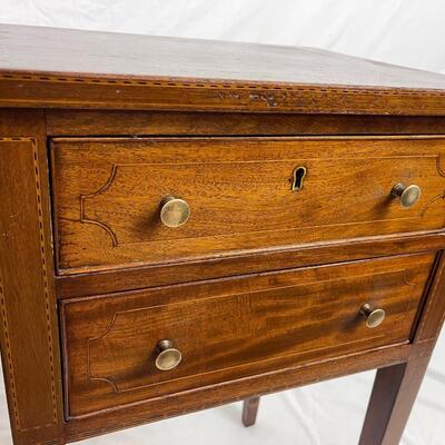 101 Antique Potthast Bros. Mahogany Two Drawer Stand w/ Inlay