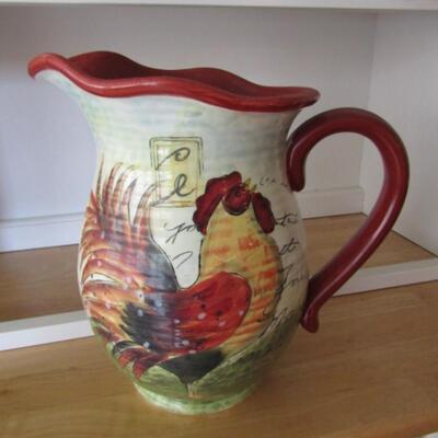 Hand Painted Ceramic Pitcher- Rooster