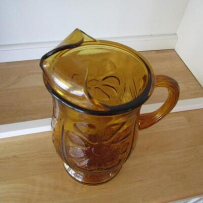 Amber Glass Pitcher with Ice Lip