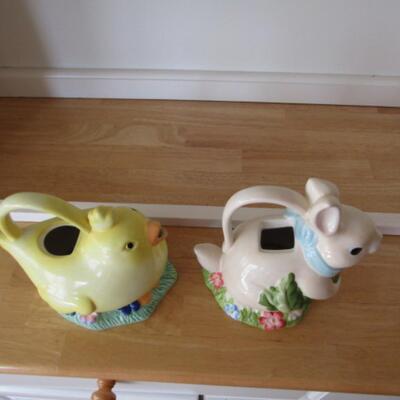 Two Spring Theme Ceramic Watering Cans