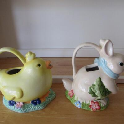 Two Spring Theme Ceramic Watering Cans
