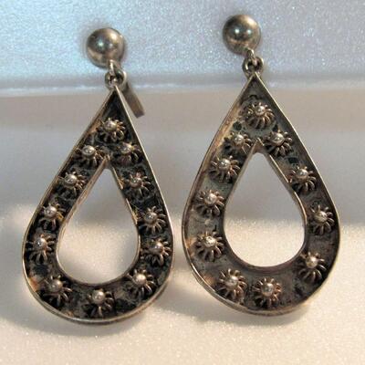 Vintage Sterling Hand Made Earrings, Mexican 925