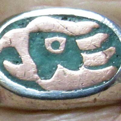 Vintage 925 Silver Ring With Copper Colored Bird Image