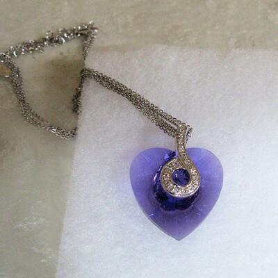 Lavender Colored Heart On Multi Strand 925 Silver Chain With Chain Extender