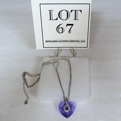 Lavender Colored Heart On Multi Strand 925 Silver Chain With Chain Extender