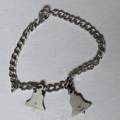 Sterling Bracelet With Sterling Bell Systems Charms, 2 Yr and 3 Yr Attendance
