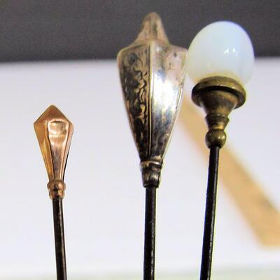 Antique Hat Pins, Gold Head, Sterling Head, Stone Head