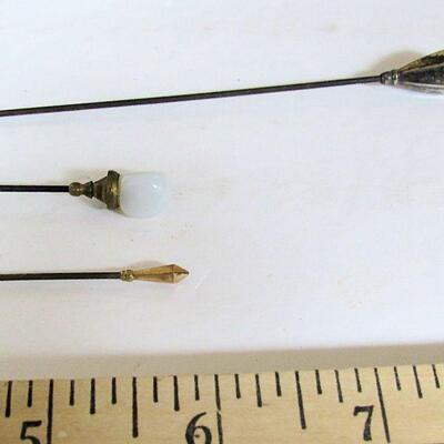 Antique Hat Pins, Gold Head, Sterling Head, Stone Head
