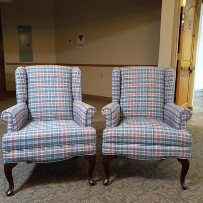 LOT  TWO  UPHOLSTERED ARM CHAIRS
