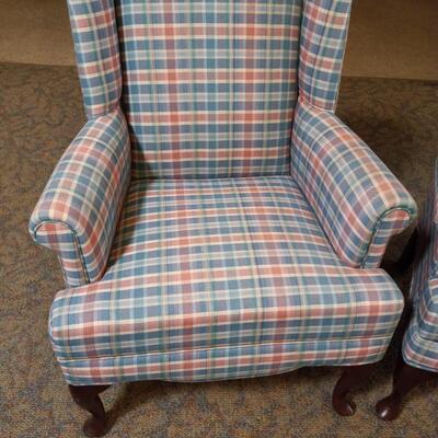 LOT  TWO  UPHOLSTERED ARM CHAIRS