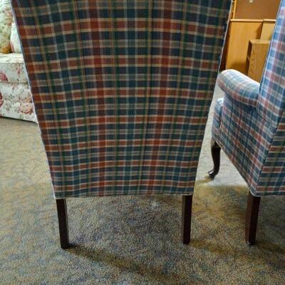 LOT  TWO  UPHOLSTERED ARM CHAIRS