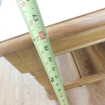 Solid Wood Oak Coffee Table with Slat Wood Stretcher Shelf