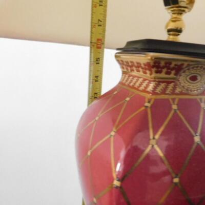 Pair of Ceramic Vase Post Lamps with Shades