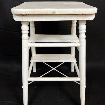 119 Antique 1940's Franksons Wooden White Painted Step Stool