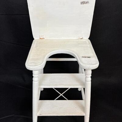 119 Antique 1940's Franksons Wooden White Painted Step Stool