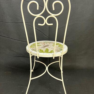 123 Vintage Dragonfly Tiled Seated Wrought Iron Garden Chairs