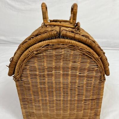 129 Vintage Wicker Dome Top Basket
