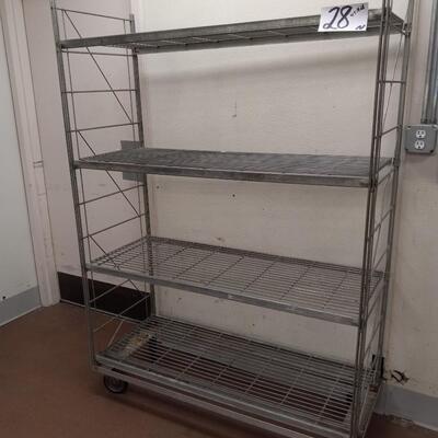 LOT 28N METAL WIRE SHELF ON CASTORS