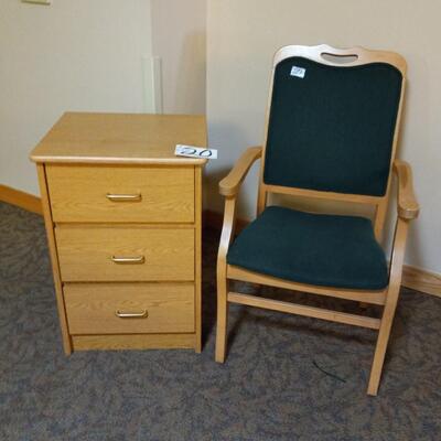 LOT 20C CHAIR ANDWOODEN SIDE TABLE