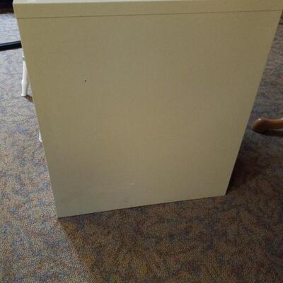 LOT 23C WOODEN CHAIR AND TWO DRAWER FILE CABINET
