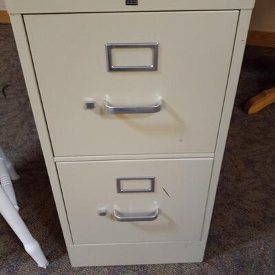 LOT 23C WOODEN CHAIR AND TWO DRAWER FILE CABINET