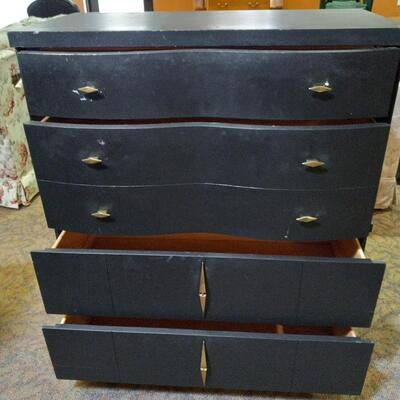 LOT 3C  WOODEN CHEST OF DRAWERS AND TWO CHAIRS