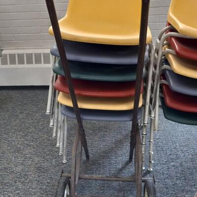 LOT 3W  TWELVE STACKABLE CHAIRS AND MOVER