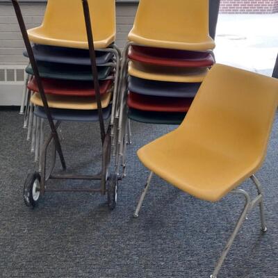 LOT 3W  TWELVE STACKABLE CHAIRS AND MOVER