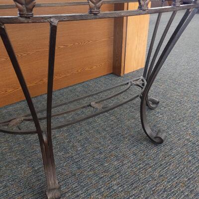 LOT 1W WROUGHT-IRON  GLASS TOP SOFA TABLE