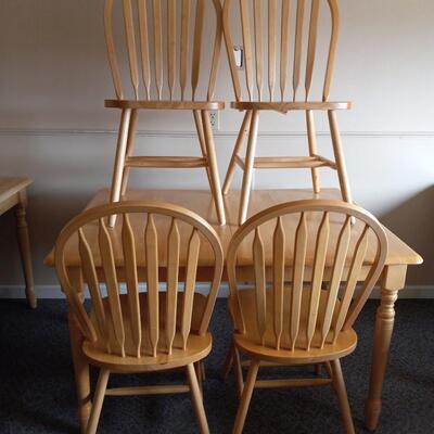 LOT 5N WOODEN TABLE AND 4 CHAIRS