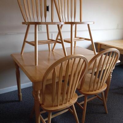 LOT 5N WOODEN TABLE AND 4 CHAIRS