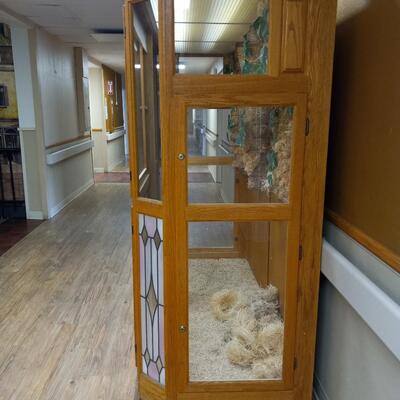 LOT 1N GLASS BIRDCAGE WITH STAINGLASS