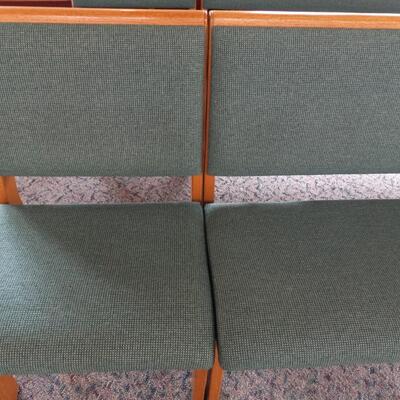 LOT 32W FOUR WOODEN PEW CHAIRS