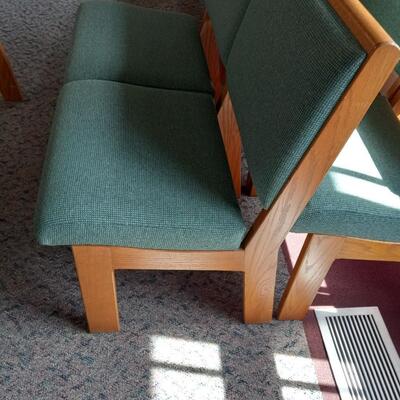LOT 37W  FOUR WOODEN PEW CHAIS