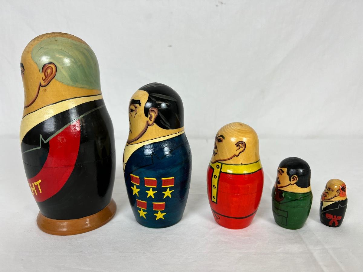 134 Set of 5 Russian Communist Leaders Nesting Dolls