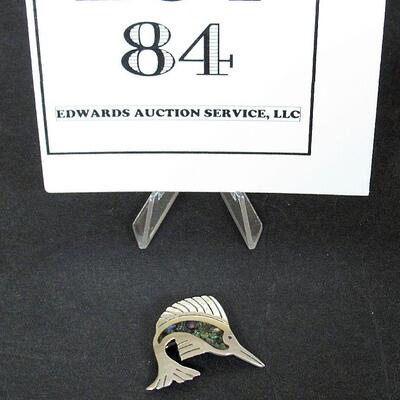 Vintage Sterling and Abalone Shell Sailfish Pin, Mexico