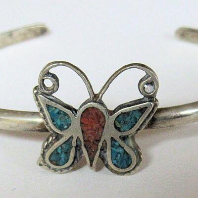 Silver Butterfly Bracelet, Unmarked, Probably Mexico