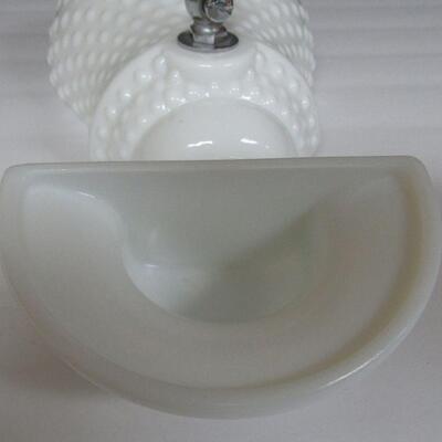 Vintage White Milk Glass Wall Pocket Set, Hobnail, Unmarked, Attributed to Fenton