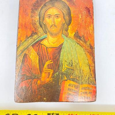 SMALL VINTAGE â€œCHRIST PANTOCRATORâ€ WOODEN PLAQUE / ICON