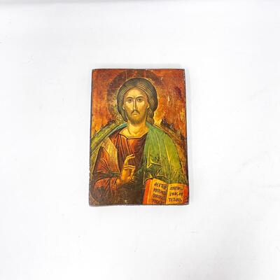 SMALL VINTAGE â€œCHRIST PANTOCRATORâ€ WOODEN PLAQUE / ICON