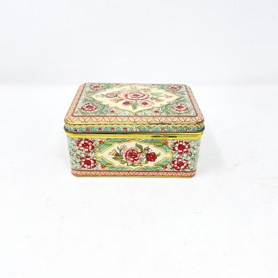 SMALL METAL FLORAL LIDDED BOX - HOLLAND