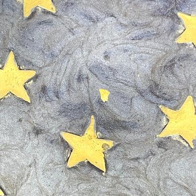 BRASS PEDESTAL DISH W/ STARS - GERMANY