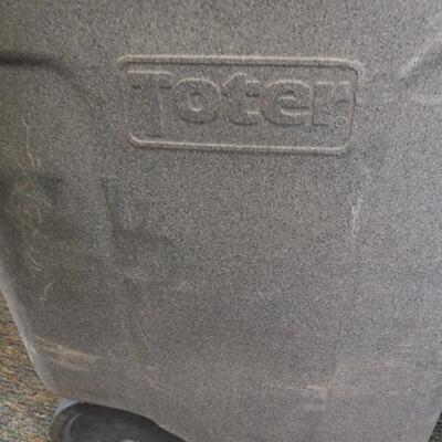 TWO LARGE LOCKING TOTE TRASH CONTAINERS